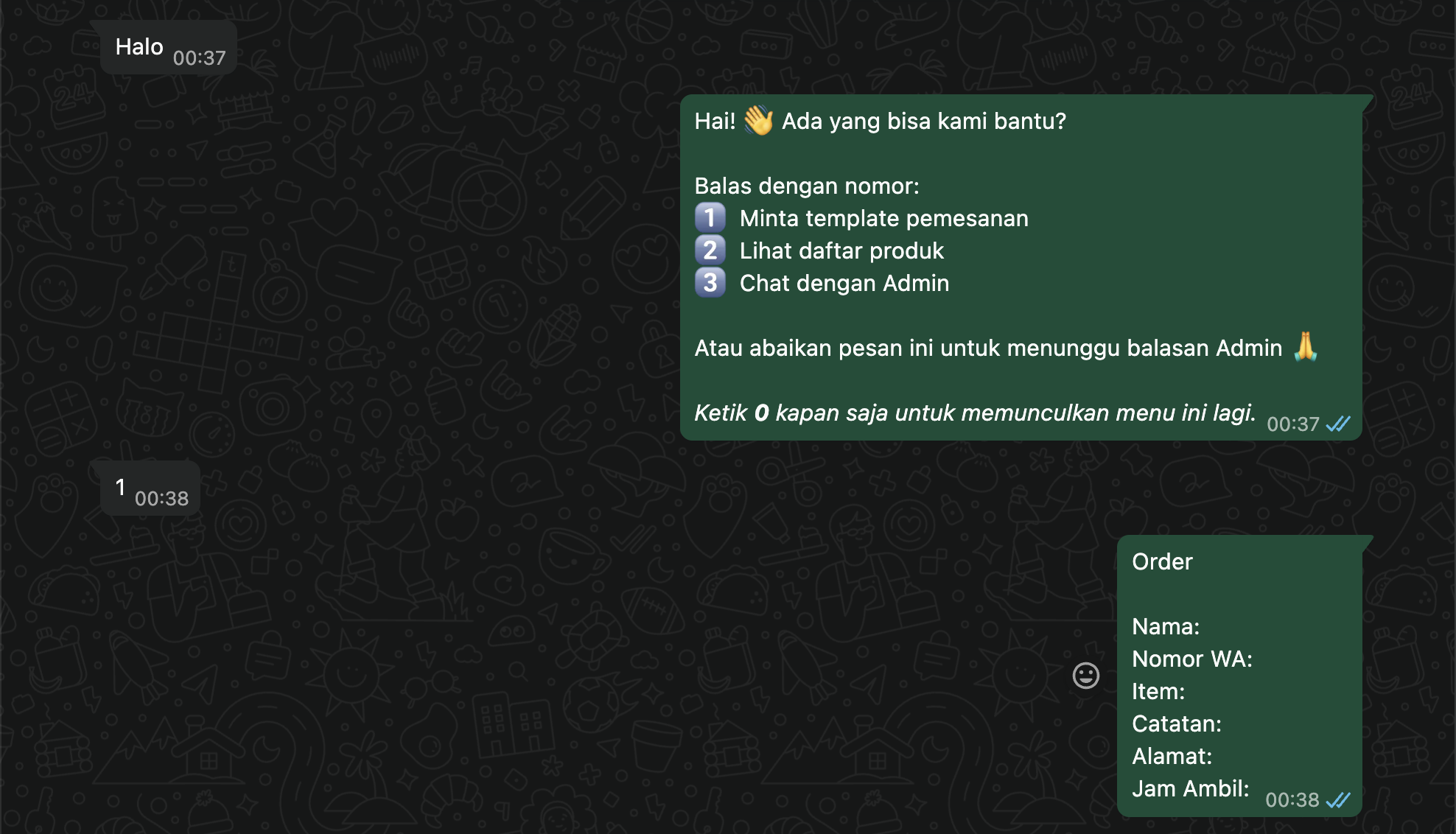 Customer Pilih Template